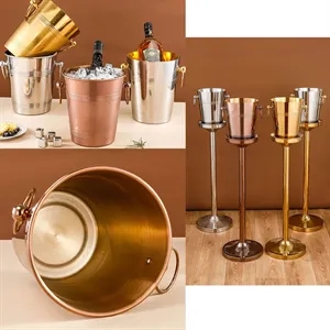 Custom Stainless Steel Ice Bucket with Classic Handles