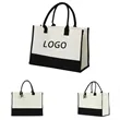 Custom Large Jute Canvas Shopping Tote Bag | https://www.bestnamebadges.com