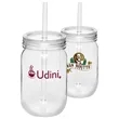 24 oz. Single Wall Plastic Mason Jars With Straw | https://www.bestnamebadges.com