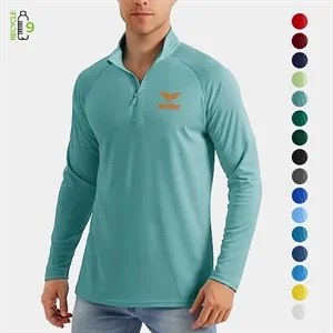 REPREVE® - Men's Quarter Zipper rPET Polyester Raglan Sleeve | https://www.bestnamebadges.com