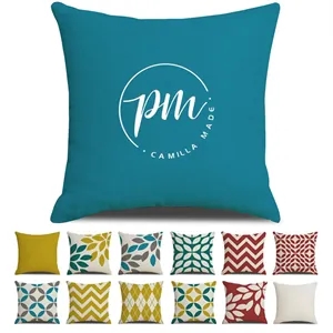 Solid Color Geometric Printed Linen Pillow Cushion Cover | https://www.bestnamebadges.com