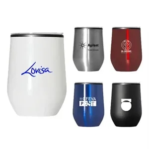 Custom 12oz Economy Wine Tumbler With Lid | https://www.bestnamebadges.com
