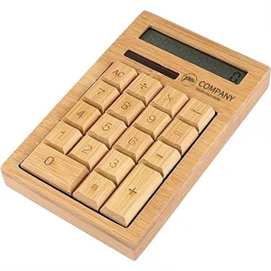 Eco Portable Solar Home Business Desktop Bamboo Calculators | https://www.bestnamebadges.com