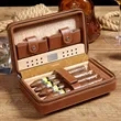 Travel Portable Cutter Lighter Leather Wood Cigar Case | https://www.bestnamebadges.com