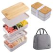 Bamboo Bento Box with Utensils & Lunch Bag | https://www.bestnamebadges.com