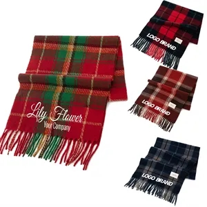Red Holiday Plaid Fleece Winter Scarves | https://www.bestnamebadges.com