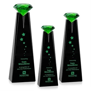 Alicia Gemstone Award - Black/Emerald | https://www.bestnamebadges.com