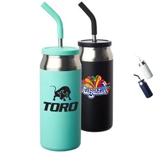 22 oz Can-Shaped Sydney Tumbler with Straw and Silicone Lid | https://www.bestnamebadges.com