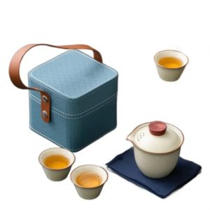 Tea Set One Pot Three Cups Convenient Outdoor Ceramic Gifts