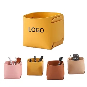 BoxCreative Simple Leather Storage Box Pen Makeup Holder