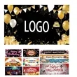 Backdrop Glitter Gold Balloons Ribbon Birthday Decorations | https://www.bestnamebadges.com