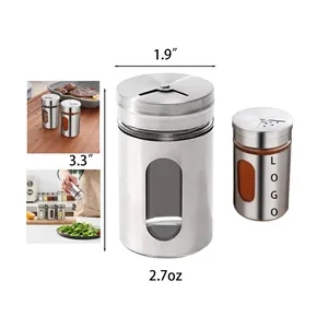 2.7oz Visible Glass Stainless Steel Spice Jar