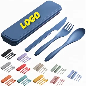 Wheat Straw Knife Fork Spoon Tableware Set Outdoor Travel