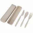 Wheat Straw Knife Fork Spoon Tableware Set Outdoor Travel | https://www.bestnamebadges.com