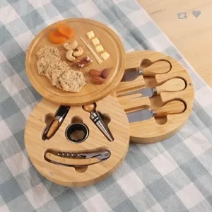 8-Piece Swivel Top Bamboo Charcuterie Cheese Board Set