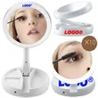 Round Folding LED Outdoor Indoor Makeup Mirror Plug In | https://www.bestnamebadges.com