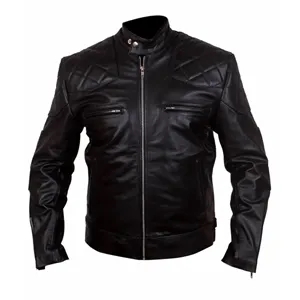 Stylish Quilted Design Leather Jacket 