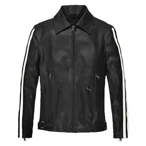 Unisex Monarch Stripe Leather Jacket