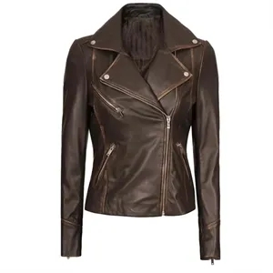 Custom Leather Biker Jacket for Women's