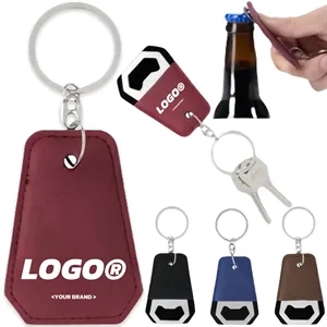 Bottle Opener With Key Chain Leather