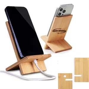 Customizable Simple Portable Wooden Phone Stand For Desk | https://www.bestnamebadges.com