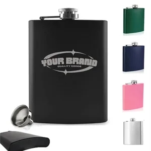 6oz Stainless Steel Matte Hip Flask Whiskey Bourbon | https://www.bestnamebadges.com