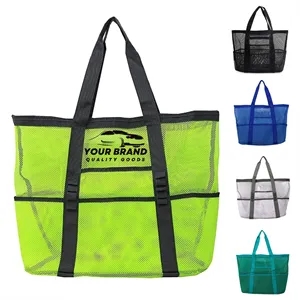 Durable Nylon Beach Bag Hand-Held Mesh Duffel Travel Tote | https://www.bestnamebadges.com