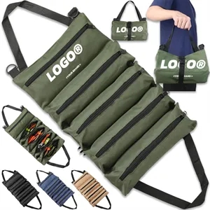 Tool Roll up Bag Canvas Wrench Pouch Multi-Purpose Zippered