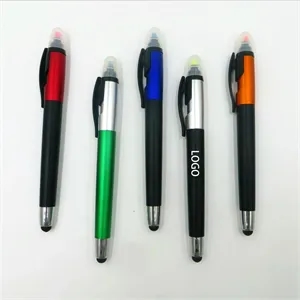 Stylus Touchscreen Ballpoint Pen with Highlighter Marker 