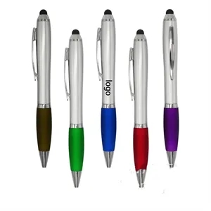 2-1 Twist Action Silver Stylus Pen for Touchscreen Devices 