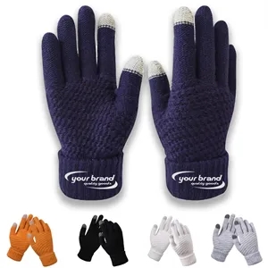 Customizable Warm Knitted Full Finger Gloves Winter Outdoor | https://www.bestnamebadges.com