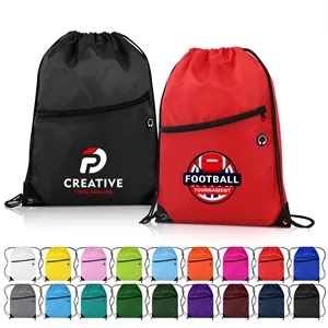 Drawstring Backpack With Front Zipper Pocket (Ocean)