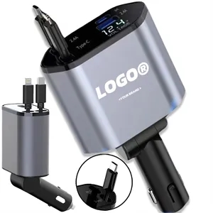 4 In 1 Retractable Car Charger Cigarette Lighter Socket