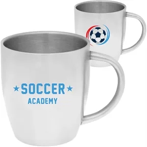 10 oz. Double Wall Stainless Steel Coffee Mugs | https://www.bestnamebadges.com
