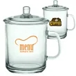 15 oz. Custom Glass Tea Cups w/ Lids | https://www.bestnamebadges.com
