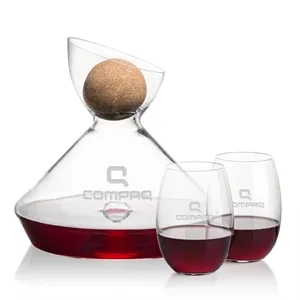 Woodbury Carafe w/Cork Stopper & Carlita Stemless Wine | https://www.bestnamebadges.com