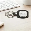Leather And Brushed Plate Keyring Gift Keychain | https://www.bestnamebadges.com