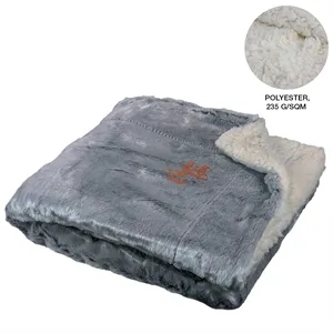 Polyester 235G Faux Fur Sherpa Blanket w/Custom Logo 50