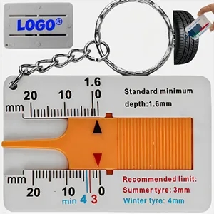 Multifunctional Keychain Tire Tread Depth Gauge Automotive