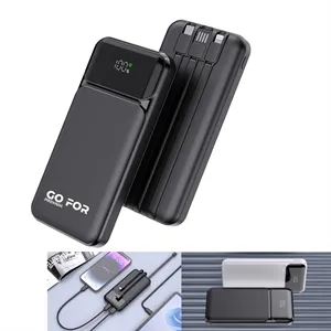 10000mAh Portable Charger Power Bank with 3 Built in Cables