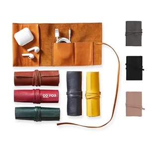 Custom Leather Organizer Cable Roll Bag