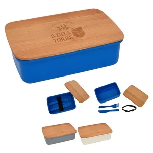 Wheat Lunch Set With Bamboo Lid | https://www.bestnamebadges.com
