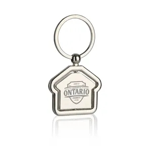 Laser Engraved House Shaped Metal Keychain