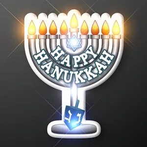 Happy Hanukkah LED Menorah Light Pin
