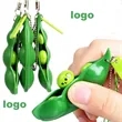 3Pcs Squeeze-A-Bean Edamame Keychain | https://www.bestnamebadges.com