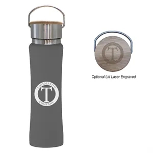 25 Oz. Hampton Stainless Steel Bottle With Bamboo Lid | https://www.bestnamebadges.com