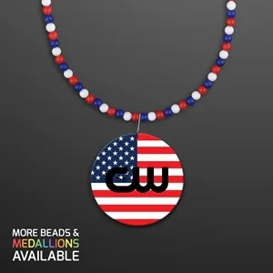 Patriotic Beads with Breakaway Clasp with Medallion