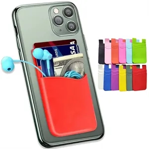 Ultra Slim Double Silicone Phone Card Holder Back Pocket