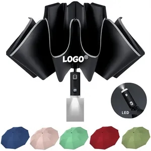 Folding Reverse LED Reflective Windproof Automatic Umbrella
