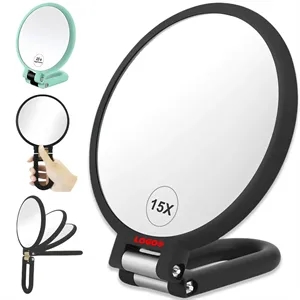 Double Sided Magnifying Mirror Adjustable Travel Handheld